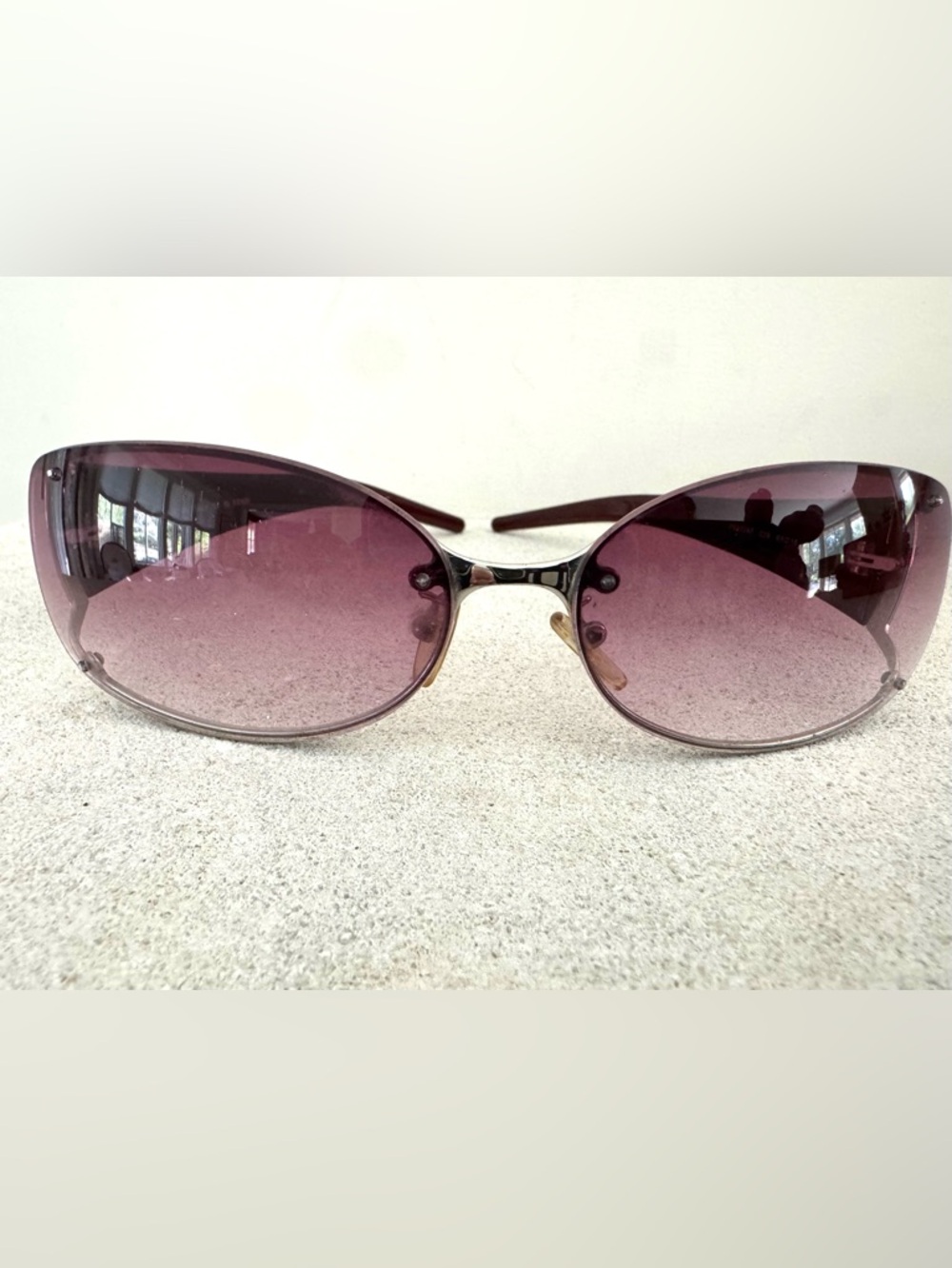 FENDI Cutout Temple Rimless Sunglasses Burgundy FS372AF Unisex - Picture 2 of 10